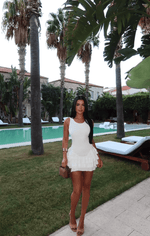 White Ruffle Mini DressLovirea