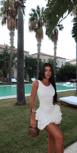 White Ruffle Mini DressLovirea