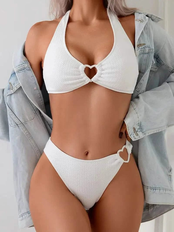 Witte halterbikini met hartmotiefLovirea