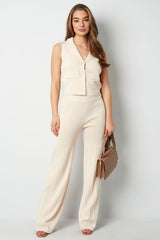 Witte Wijde Pantalon met Hoge Taille