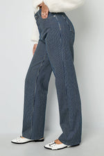 Woven Cotton Women's Straight Leg Pants Casual StripesClothes/Women's denim/Denim pantsLovirea
