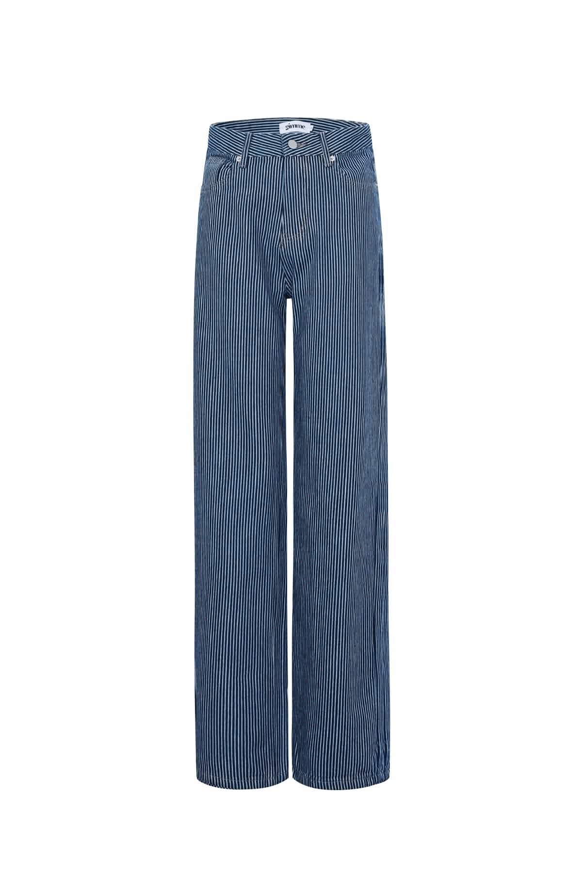 Woven Cotton Women's Straight Leg Pants Casual StripesClothes/Women's denim/Denim pantsLovirea