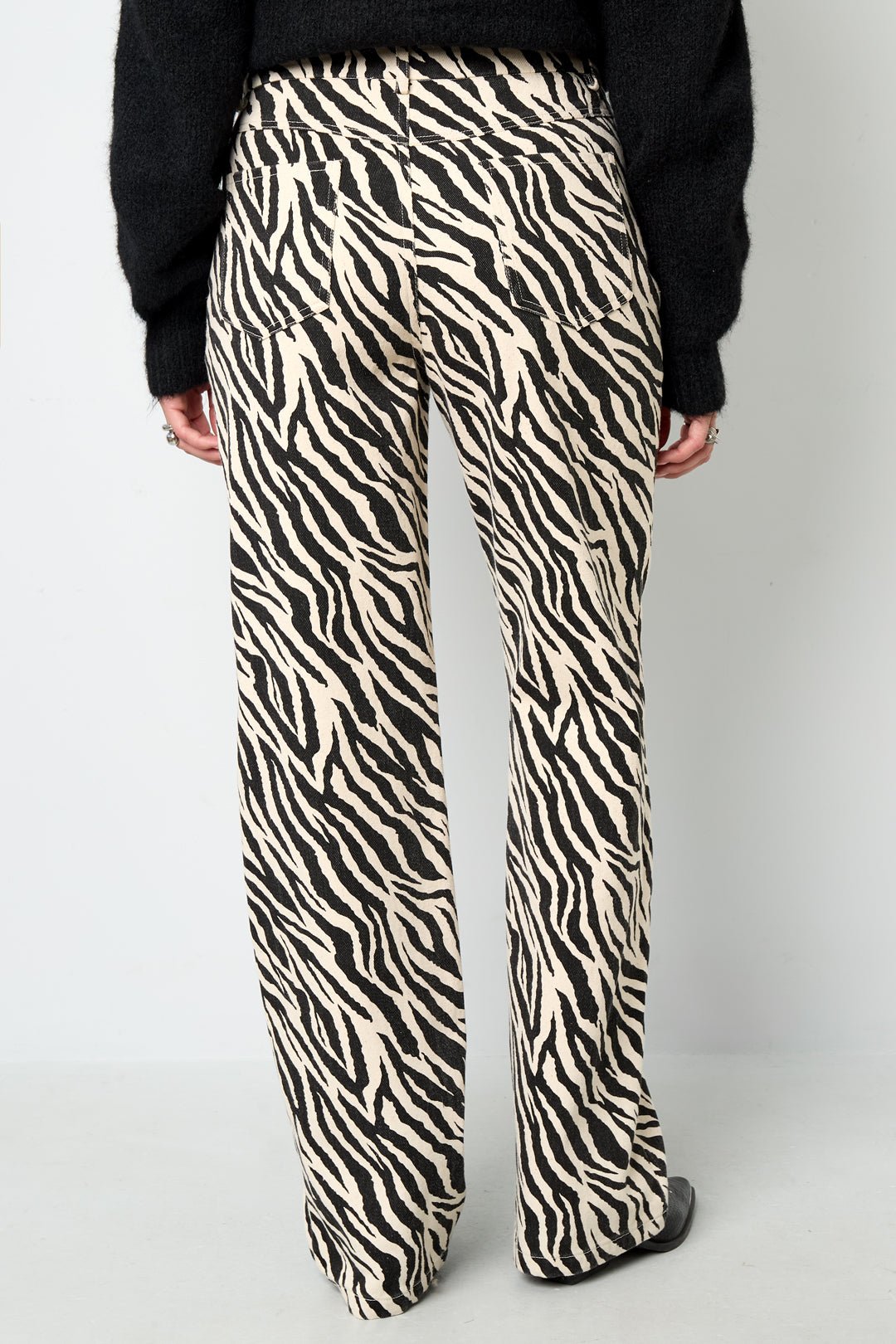 Woven Cotton Women's Straight Leg Pants Casual Zebra StripesClothes/Women's denim/Denim pantsLovirea