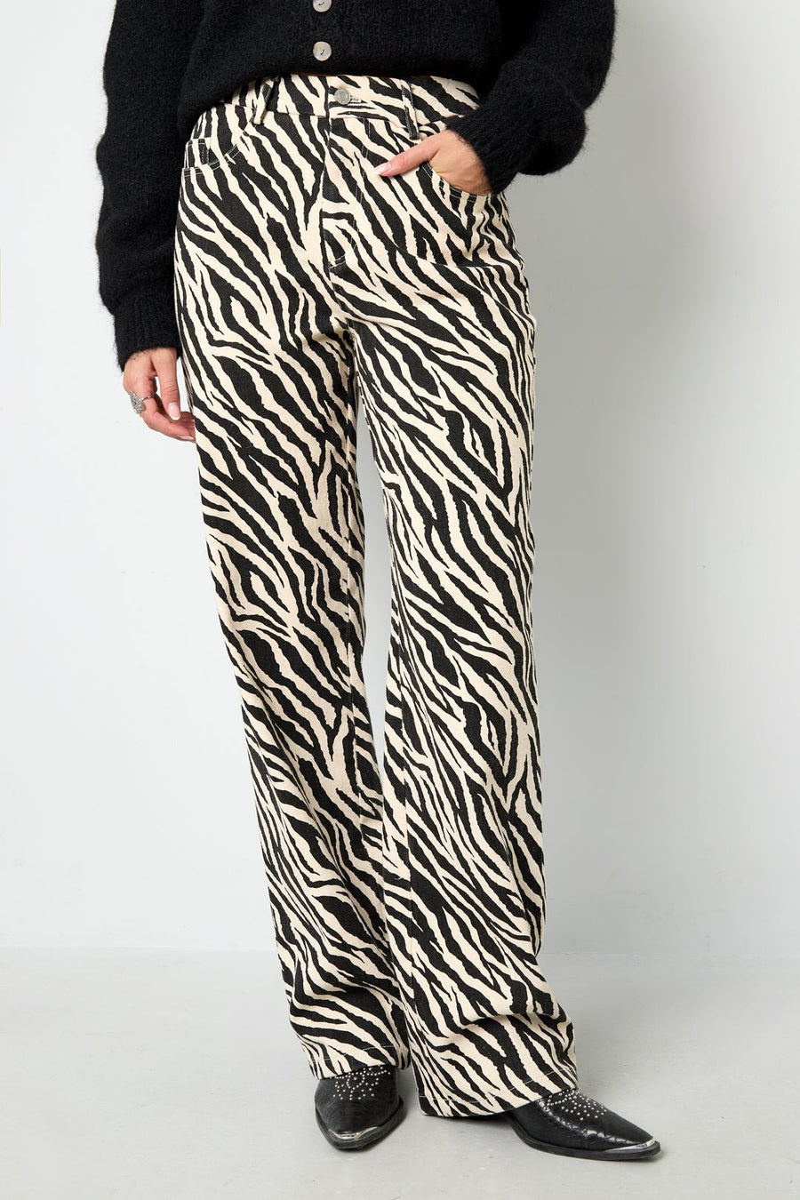 Woven Cotton Women's Straight Leg Pants Casual Zebra StripesClothes/Women's denim/Denim pantsLovirea