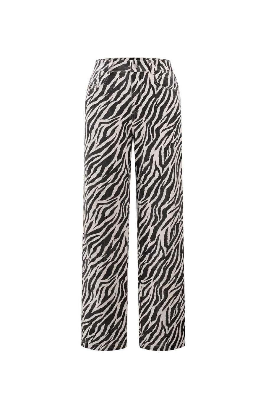 Woven Cotton Women's Straight Leg Pants Casual Zebra StripesClothes/Women's denim/Denim pantsLovirea