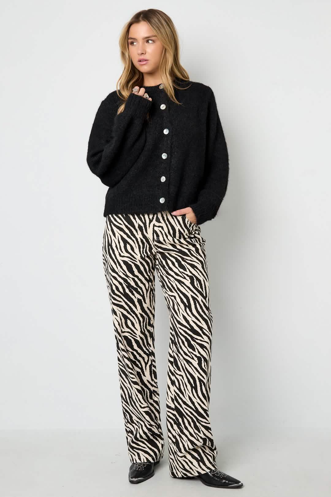 Woven Cotton Women's Straight Leg Pants Casual Zebra StripesClothes/Women's denim/Denim pantsLovirea