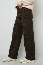 Woven Cotton Women's Straight Leg Pants Leopard Print Fall/WinterClothes/Women's denim/Denim pantsLovirea