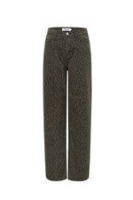 Woven Cotton Women's Straight Leg Pants Leopard Print Fall/WinterClothes/Women's denim/Denim pantsLovirea