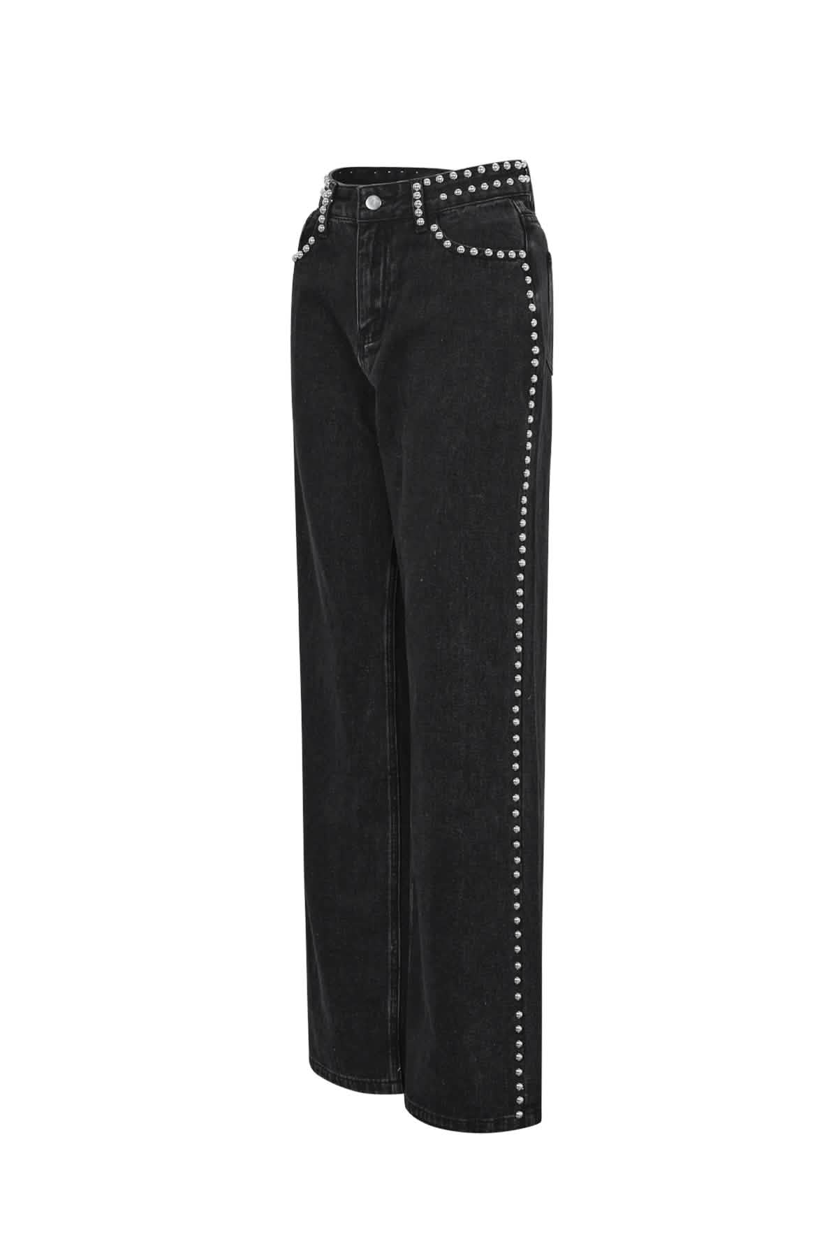 Woven Cotton Women's Straight Leg Pants Street Solid ColorClothes/Women's denim/Denim pantsLovirea