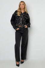 Woven Cotton Women's Straight Leg Pants Street Solid ColorClothes/Women's denim/Denim pantsLovirea