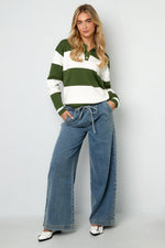 Woven Cotton Women's Wide Leg Denim Pants Sporty Solid ColorClothes/Women's denim/Denim pantsLovirea