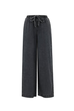 Woven Cotton Women's Wide Leg Denim Pants Sporty Solid ColorClothes/Women's denim/Denim pantsLovirea