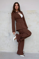 Woven Polyester Fiber Women's Straight Pants Casual Tie - upClothes/Women's Bottoms/Straight pantsLovirea