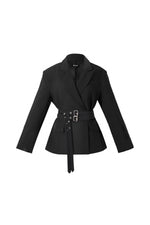 Zwarte Double Belt BlazerClothes/Women's suit/Ladies' suit setLovirea