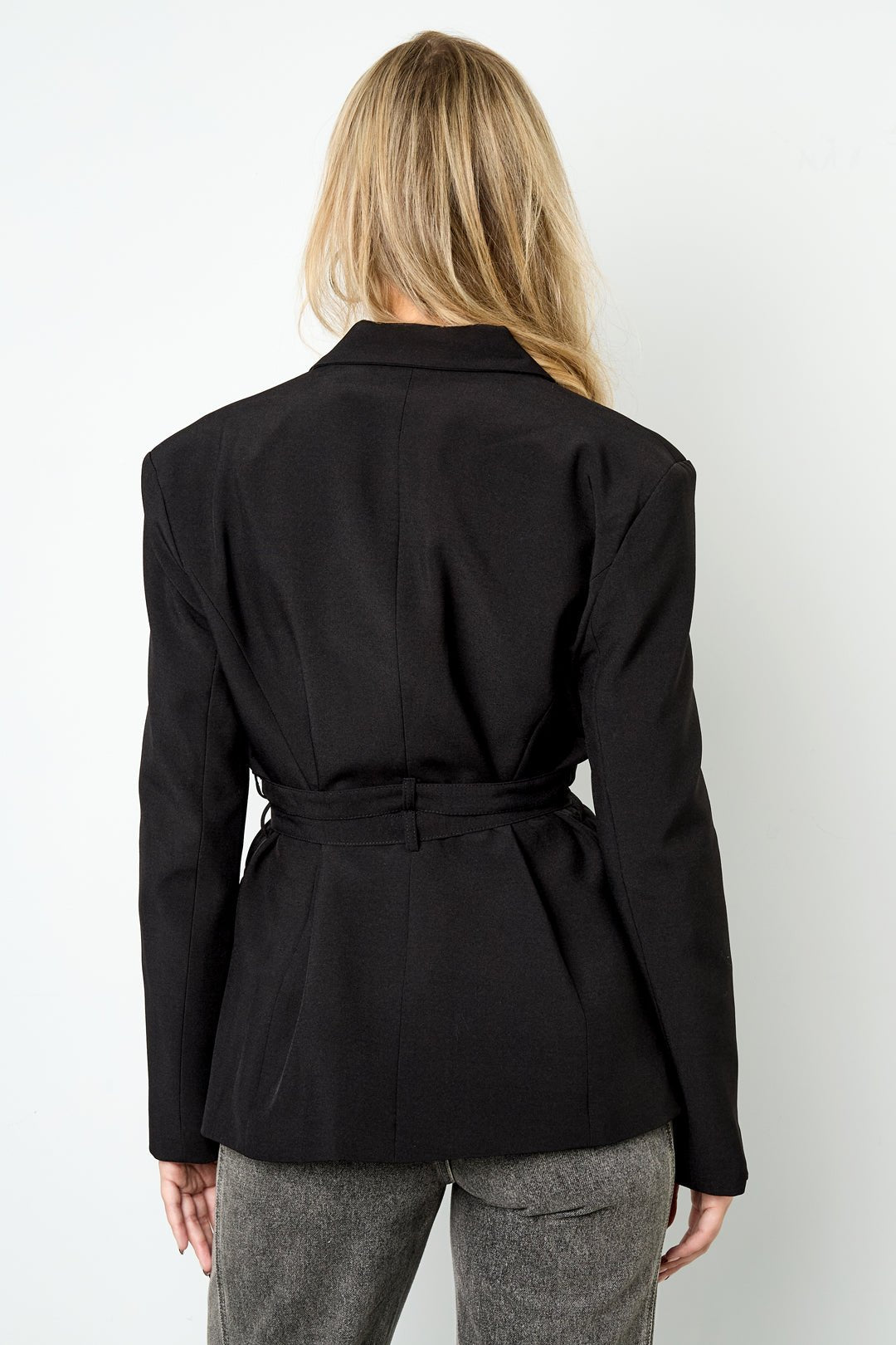 Zwarte Double Belt BlazerClothes/Women's suit/Ladies' suit setLovirea