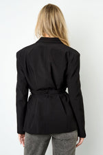 Zwarte Double Belt BlazerClothes/Women's suit/Ladies' suit setLovirea