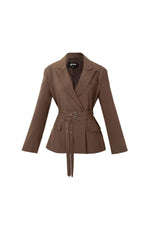 Zwarte Double Belt BlazerClothes/Women's suit/Ladies' suit setLovirea