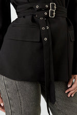 Zwarte Double Belt BlazerClothes/Women's suit/Ladies' suit setLovirea