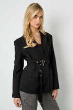 Zwarte Double Belt BlazerClothes/Women's suit/Ladies' suit setLovirea