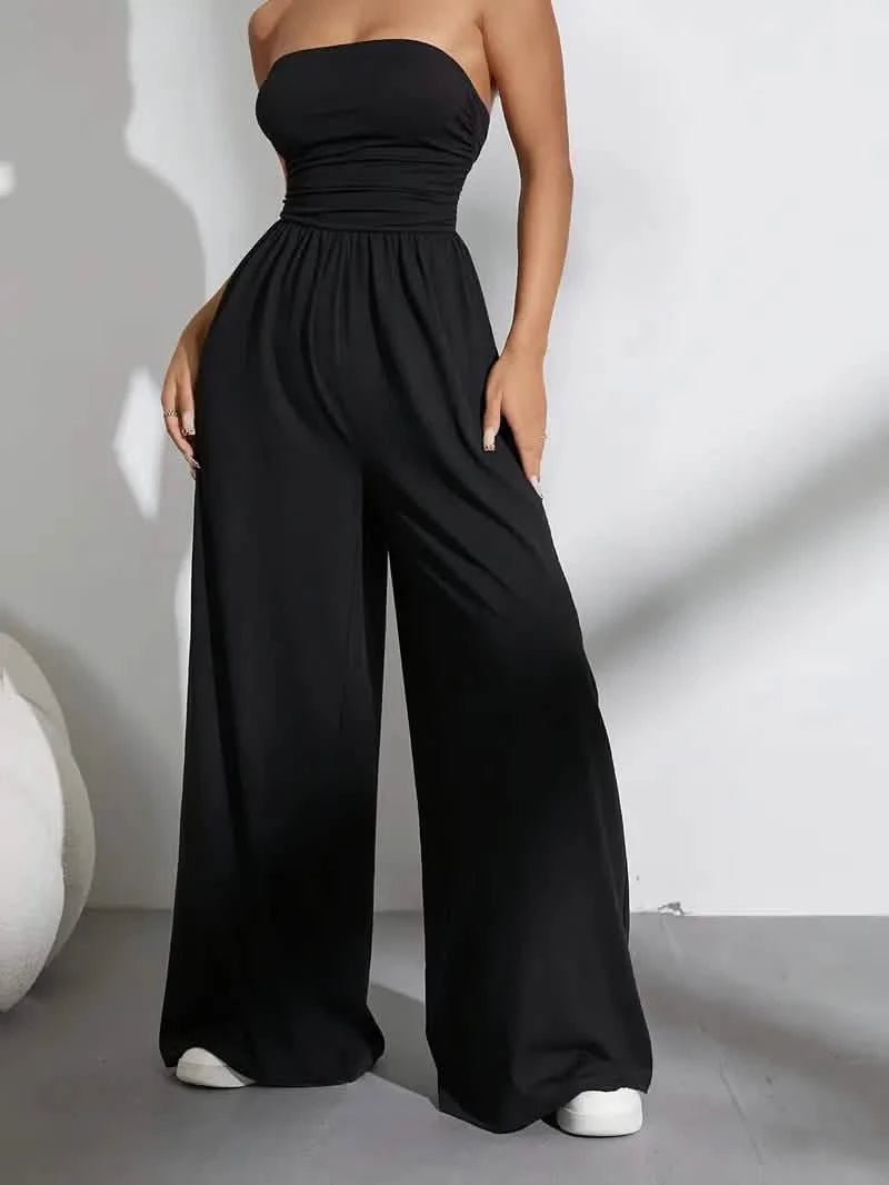 Zwarte strapless jumpsuit – elegantLovirea