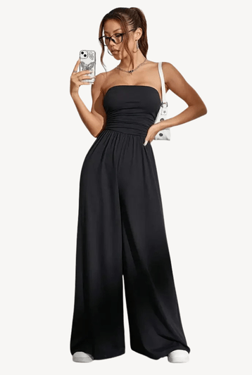 Zwarte strapless jumpsuit – elegantLovirea