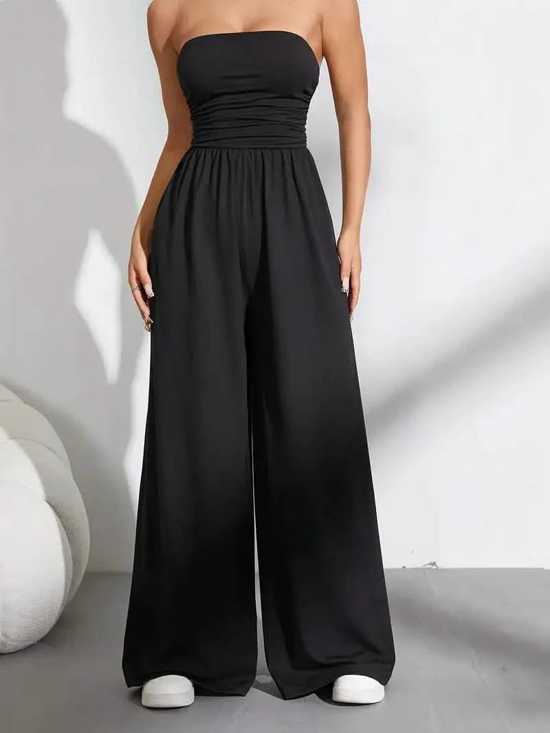 Zwarte strapless jumpsuit – elegantLovirea