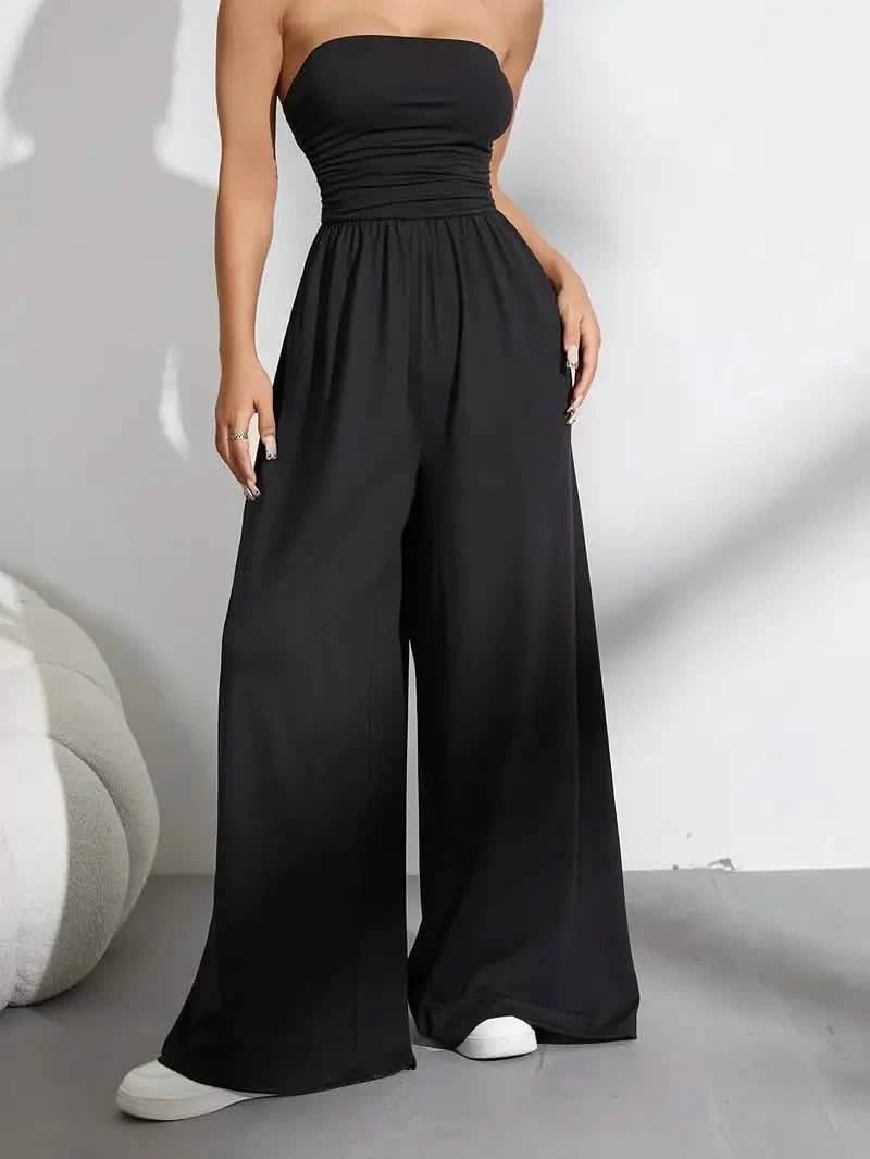 Zwarte strapless jumpsuit – elegantLovirea